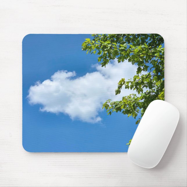 Summer Cloud Framed by Tree Foliage Mouse Mat (With Mouse)