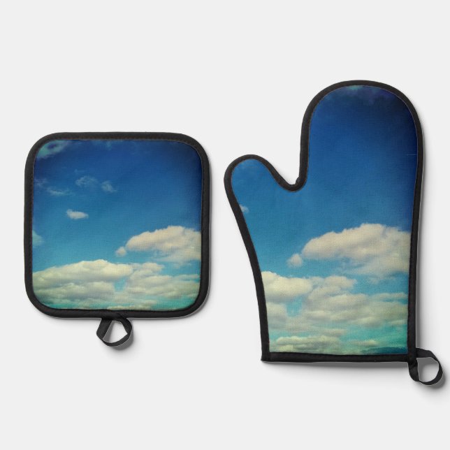 Summer clouds oven mitt & pot holder set (Front)