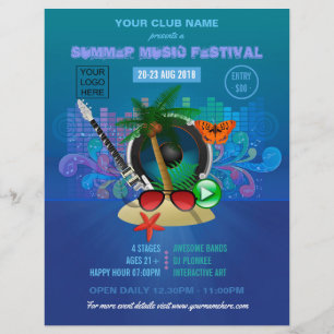 Summer Club Beach Party add photo and logo invite Flyer