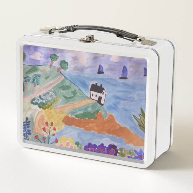 Summer Coast & Flowers Metal Lunch Box (Front)