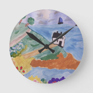 Summer Coast & Flowers Round Clock