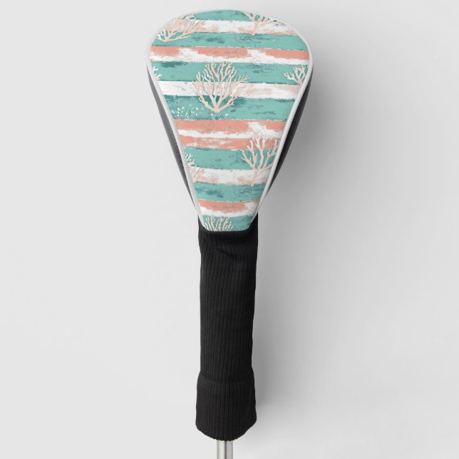 Summer Coastal Coral Pattern Golf Head Cover (Front)