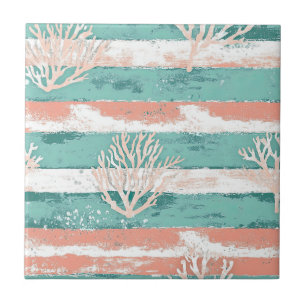 Summer Coastal Coral Pattern Tile