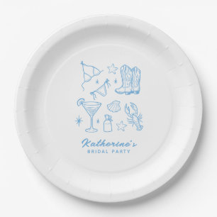 Summer Coastal Hand Drawn Beach Life Bridal Shower Paper Plate