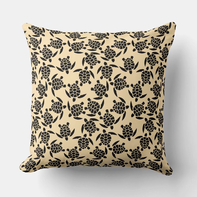 Summer coastal style repeating turtle pattern cushion (Front)