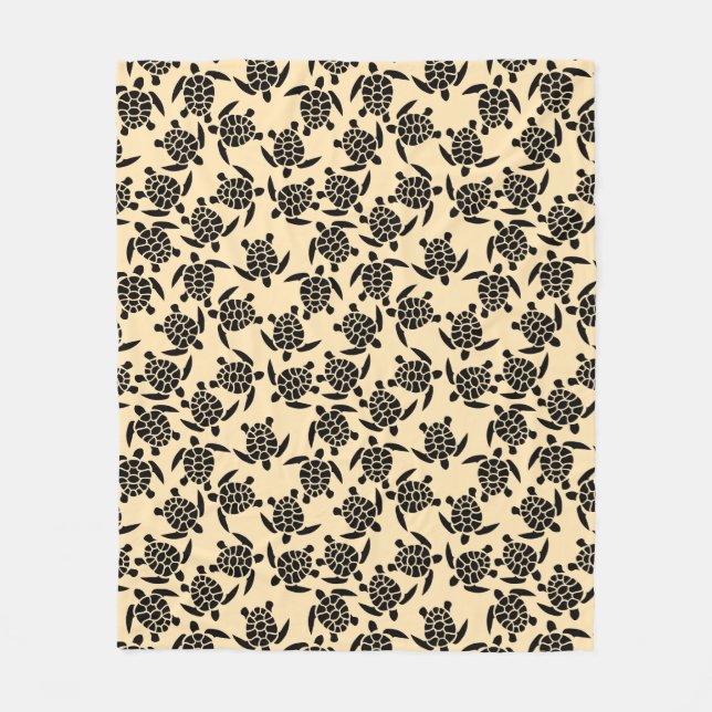 Summer coastal style repeating turtle pattern fleece blanket (Front)