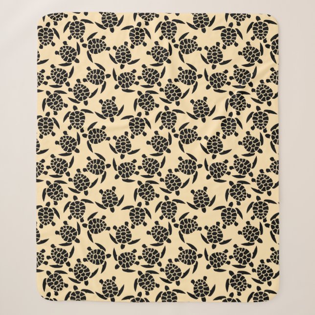 Summer coastal style repeating turtle pattern sherpa blanket (Front)