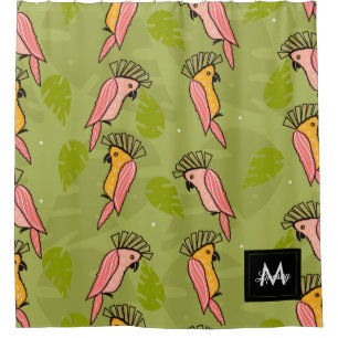 Summer Cockatoo Birds Monstera Greenery   Shower Curtain