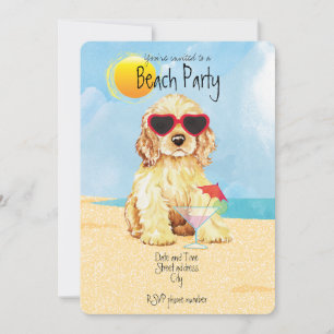 Summer Cocker Spaniel Beach Party Invitation