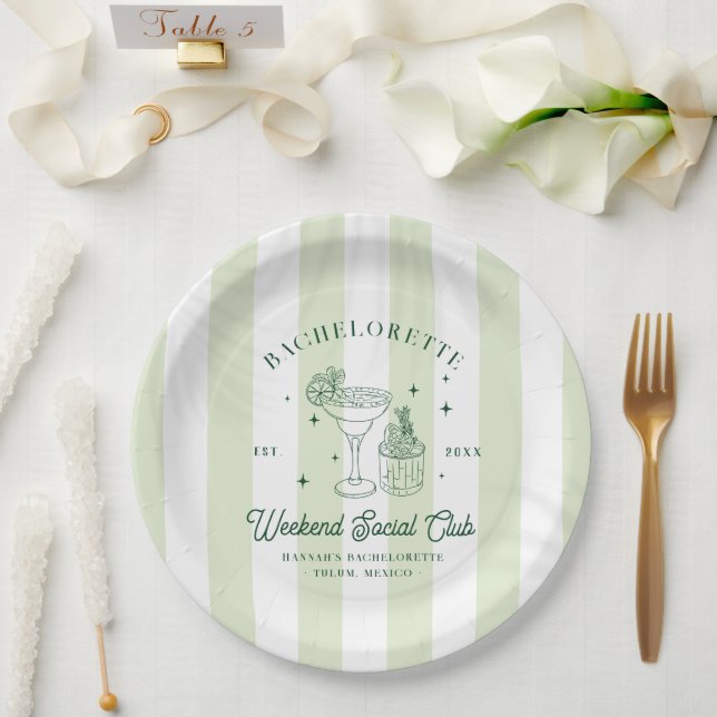 Summer Cocktail Club | Bachelorette  Paper Plate (Wedding)