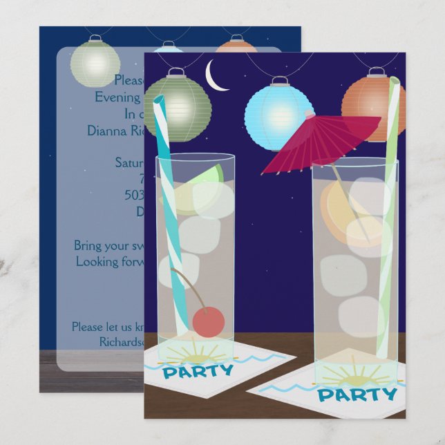 Summer Cocktail Party Invitation (Front/Back)