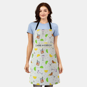 Summer cocktail pattern bartender mixologist apron