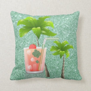 Summer Cocktail Under the Palm Trees Cushion