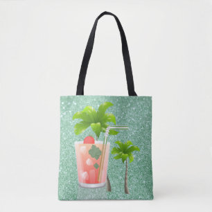Summer Cocktail Under the Palm Trees Tote Bag