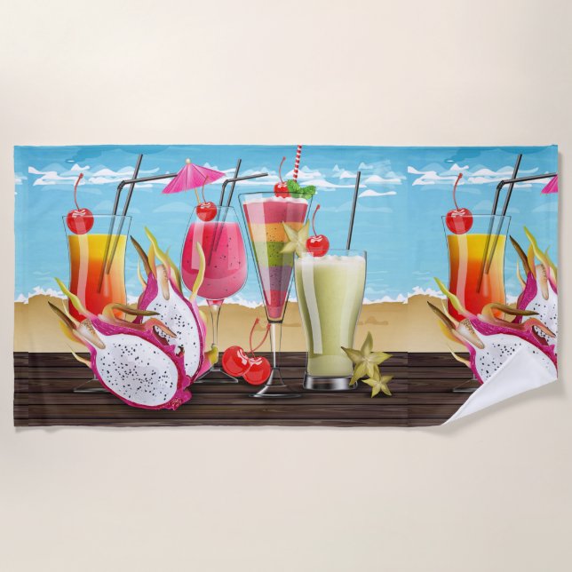 Summer Cocktails Beach Towel (Front)