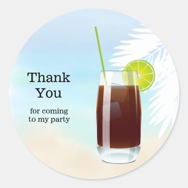 Summer Cocktails Classic Round Sticker (Front)