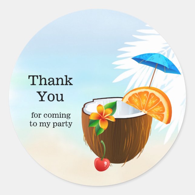 Summer Cocktails Classic Round Sticker (Front)