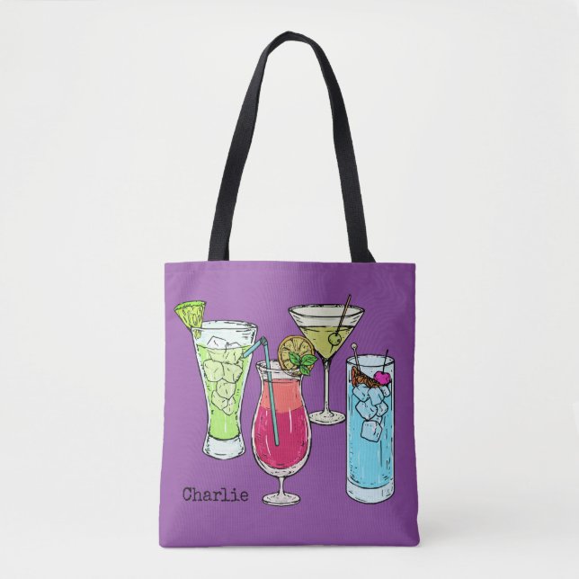 Summer Cocktails custom name bags (Front)