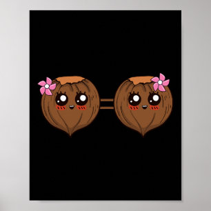 Summer Coconut Bra Halloween Costume Hawaii Aloha Poster