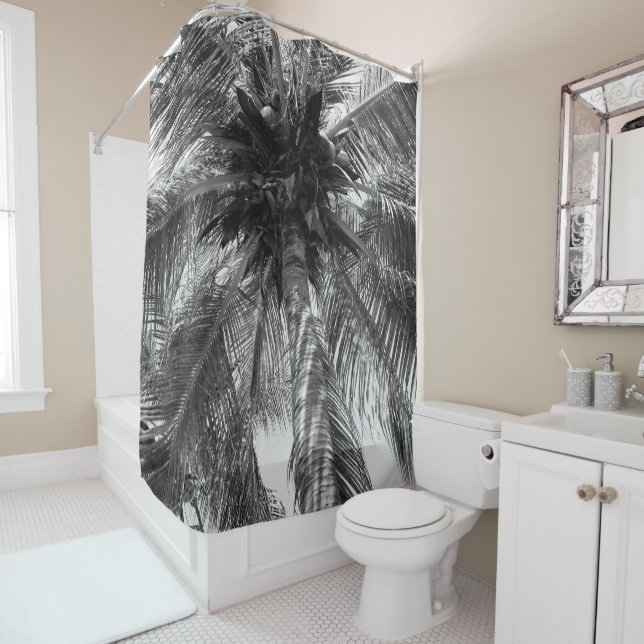 Summer Coconut Chill Palm 2 Shower Curtain (In Situ)