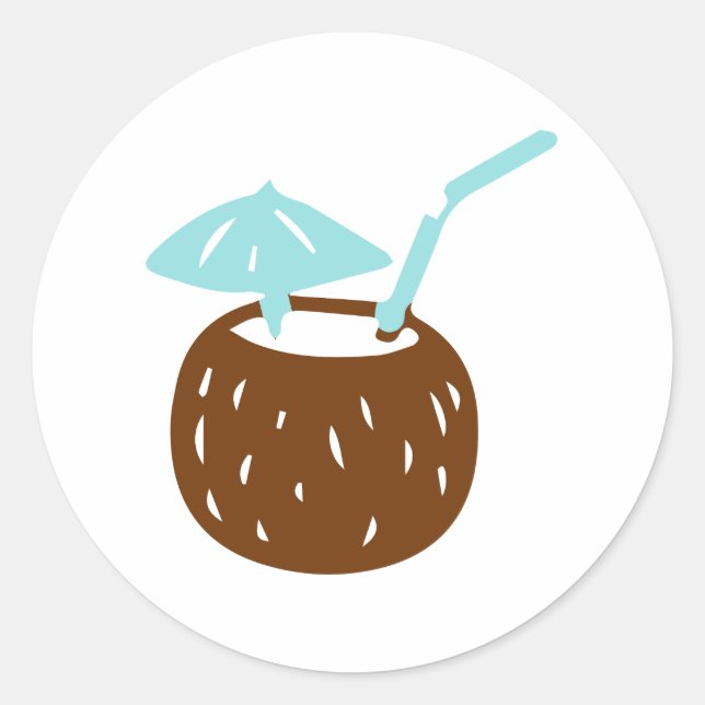 Summer Coconut Drink Classic Round Sticker (Front)