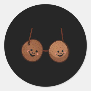 Summer Coconuts Bra Halloween Costume Men Women Classic Round Sticker