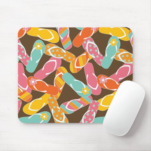 Summer Colorful Fun Beach Whimsical Flip Flops Mouse Mat (With Mouse)