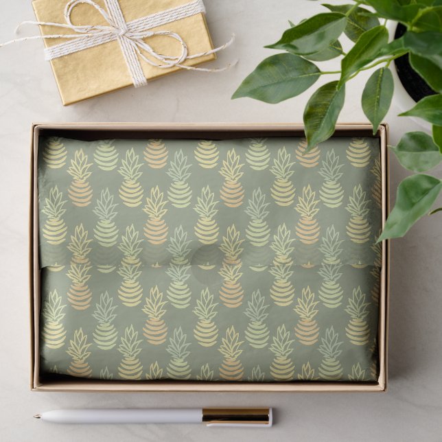 Summer colorful pineapple fruit green pattern tissue paper (Gift)