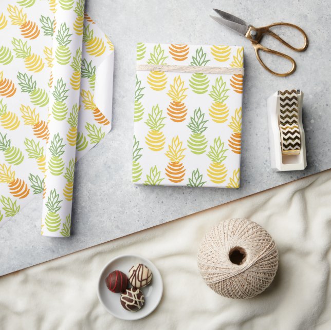 Summer colorful pineapple fruit multicolor pattern wrapping paper (Crafts)