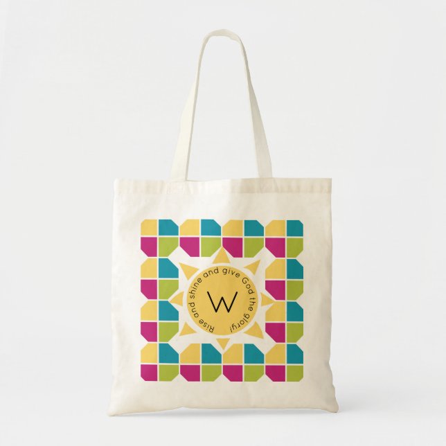 SUMMER COLORS | Christian Quote | MONOGRAM Tote Bag (Front)