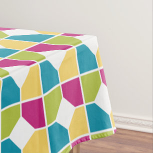 SUMMER COLORS Mosaic Tile Effect Geometric Tablecloth