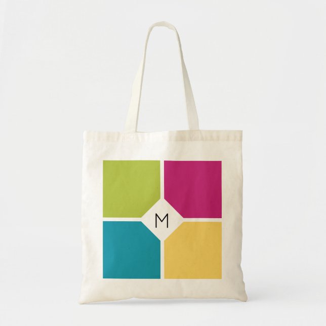 SUMMER COLORS Quadrants MONOGRAM Tote Bag (Front)