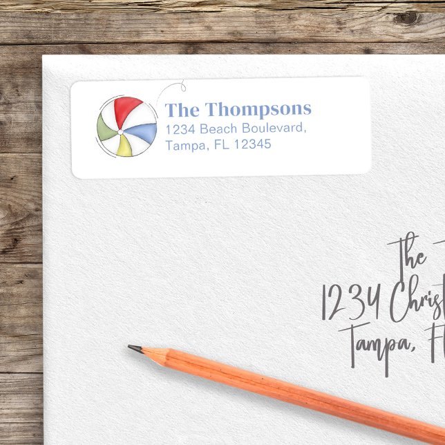 Summer Colourful Beach Balls Personalised (Return address label with a whimsical beach balls.)
