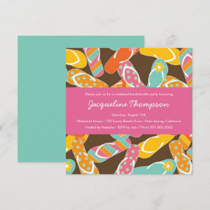 Summer Colourful Flip Flops Chic Bachelorette Part Invitation