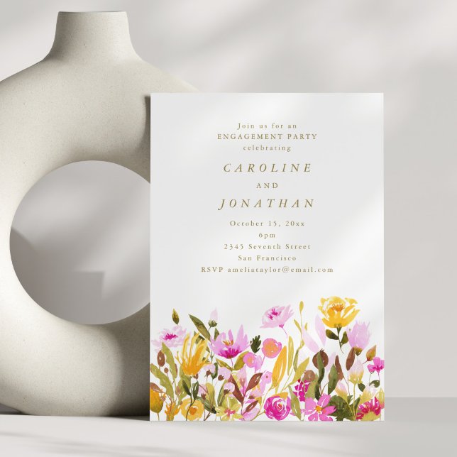 Summer Colourful Floral Painterly Engagement Party Invitation (Creator Uploaded)