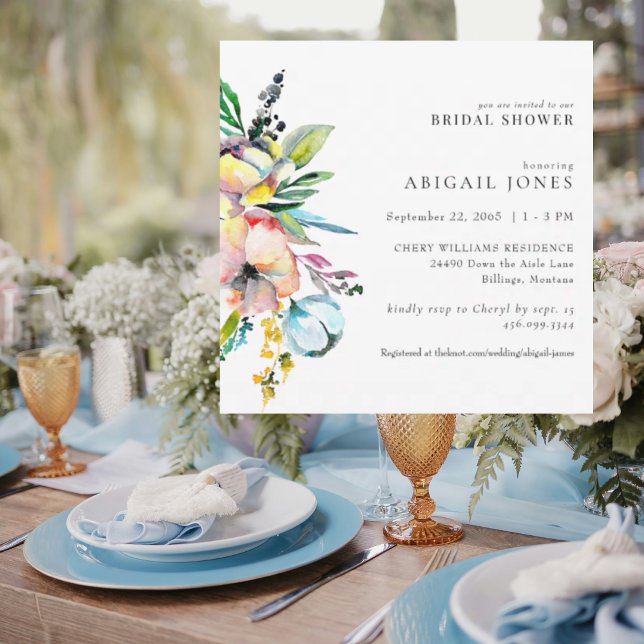 Summer Colourful Floral Square Bridal Shower Invitation (Creator Uploaded)