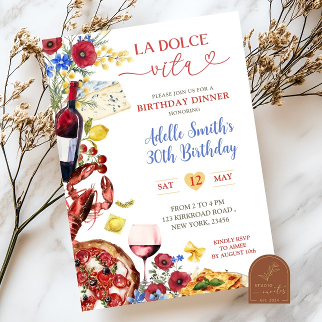 Summer Colourful Italian Birthday Dinner  Invitation (Creator Uploaded)