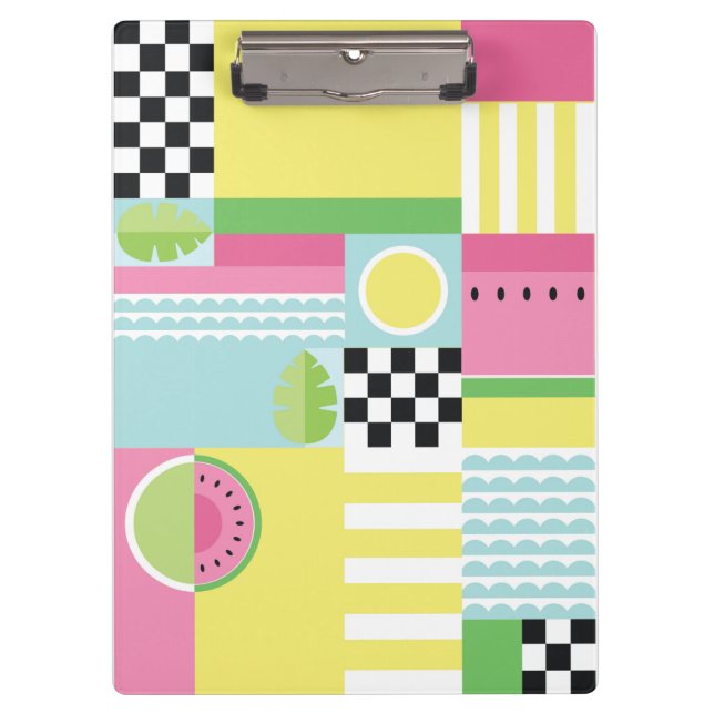 Summer colourful mosaic, watermelon kiwi fruit  clipboard (Front)