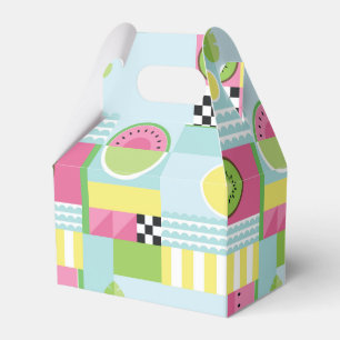 Summer colourful mosaic, watermelon kiwi fruit favour box