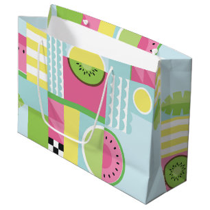 Summer colourful mosaic, watermelon kiwi fruit  large gift bag