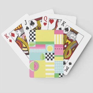 Summer colourful mosaic, watermelon kiwi fruit playing cards