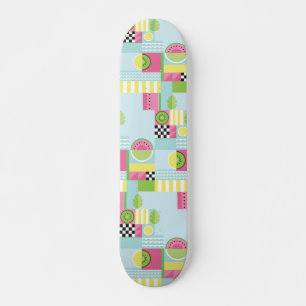Summer colourful mosaic, watermelon kiwi fruit  skateboard
