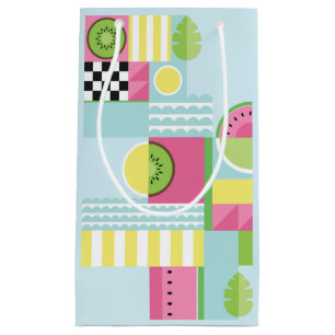 Summer colourful mosaic, watermelon kiwi fruit small gift bag