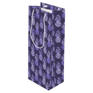 Summer colourful pineapple fruit blue pattern wine gift bag