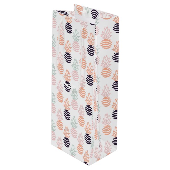Summer colourful pineapple fruit pattern wine gift bag (Front Angled)