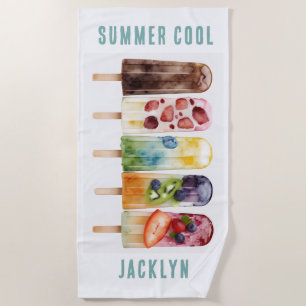 Summer Colourful Popsicle Kids  Beach Towel