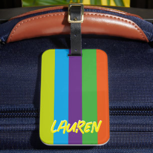 Summer Colourful Stripes Personalised Luggage Tag