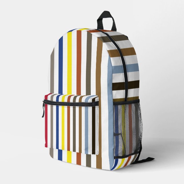Summer Colourful Stripes Printed Backpack (Back Corner Right)