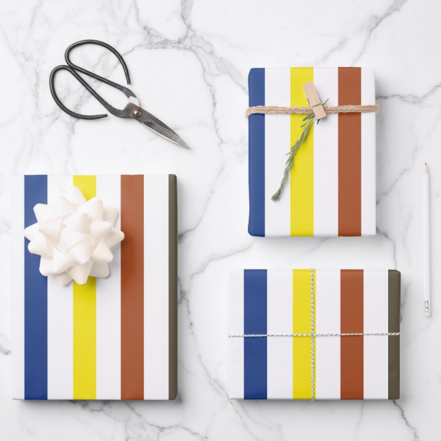 Summer Colourful Stripes Wrapping Paper Sheet (Front)