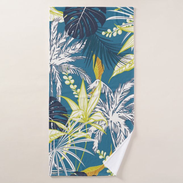 Summer colourful tropical forest leaves and fruits bath towel (Bath Towel)
